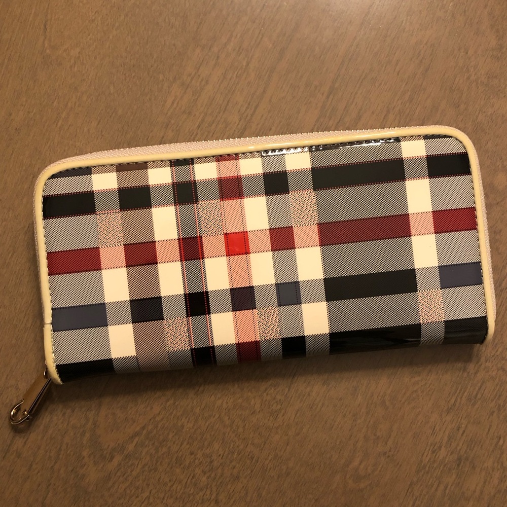 Tartan Plaid Zip Up Long Card Bill Money Wallet
